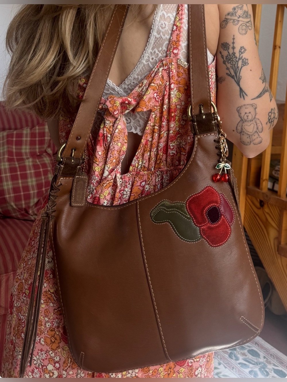 RARE Vintage Coach Poppy For Peace Suede Fringe Crossbody Bag - Picture 2 of 4